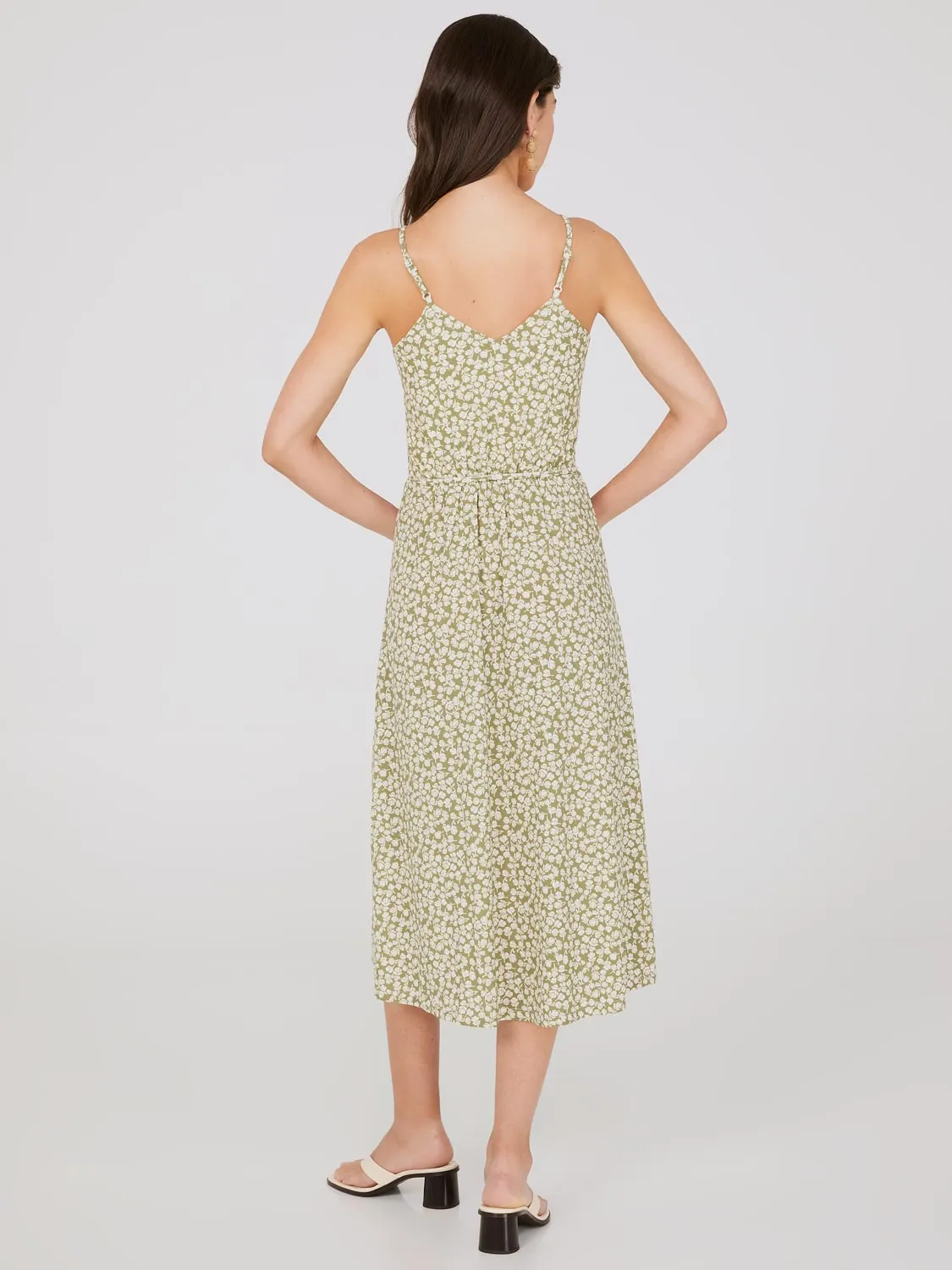 Floral Print Spaghetti Strap Midi Dress