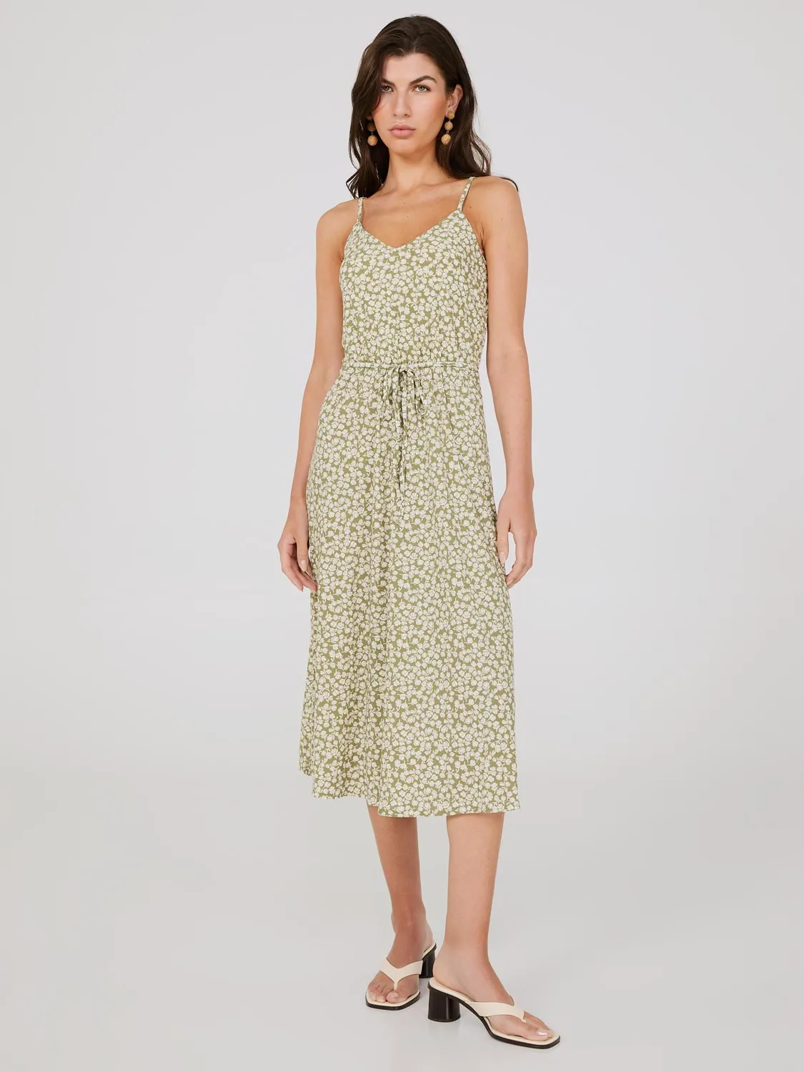 Floral Print Spaghetti Strap Midi Dress