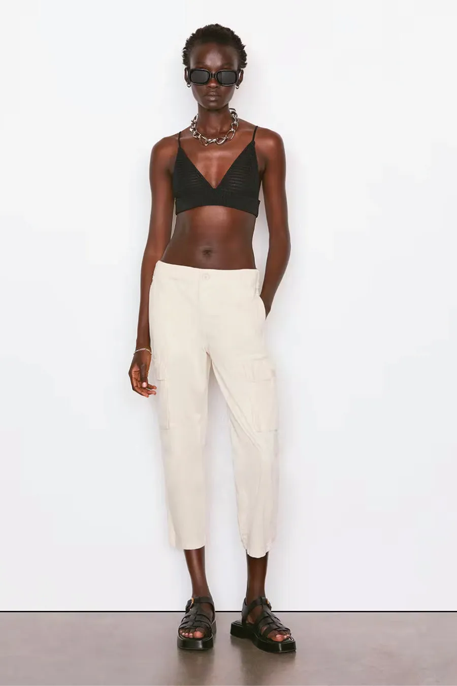 Frame Denim Crochet Bralette - Black