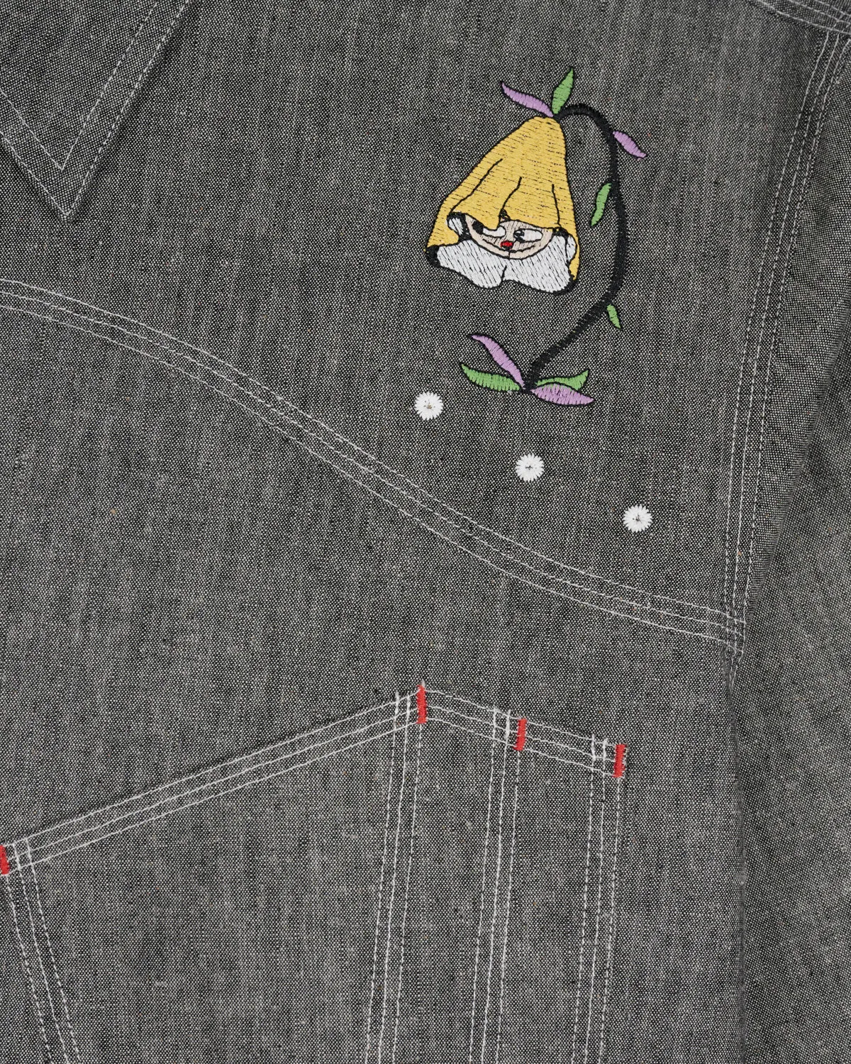 Garden Party Chambray Button Up Shirt - Gray