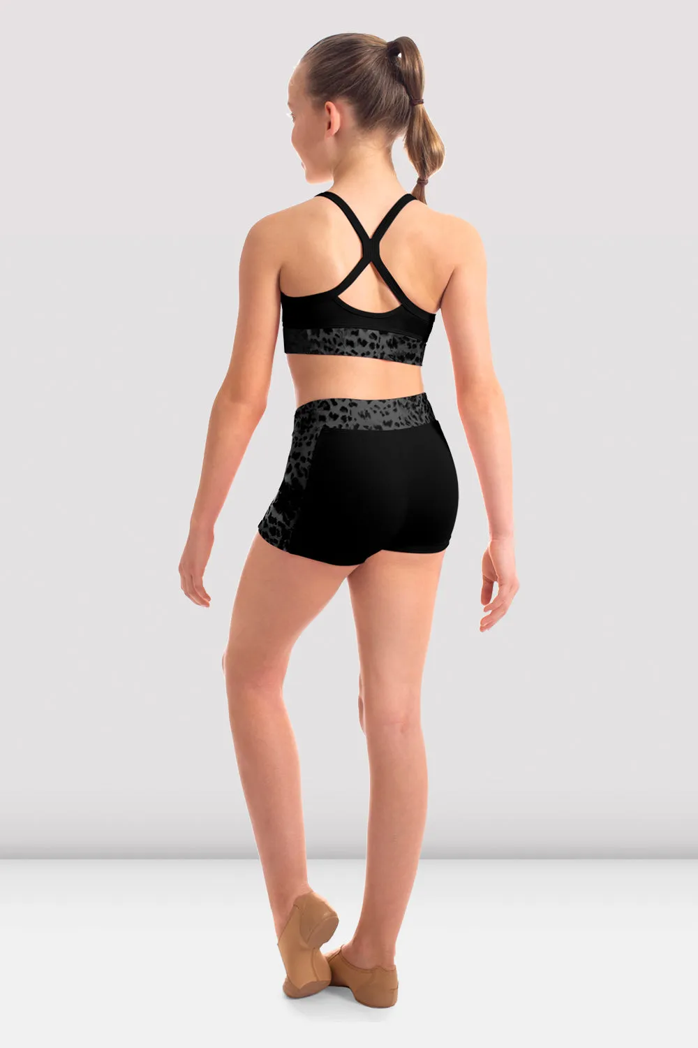 Girls Mila Animal Print Mesh V Front Shorts