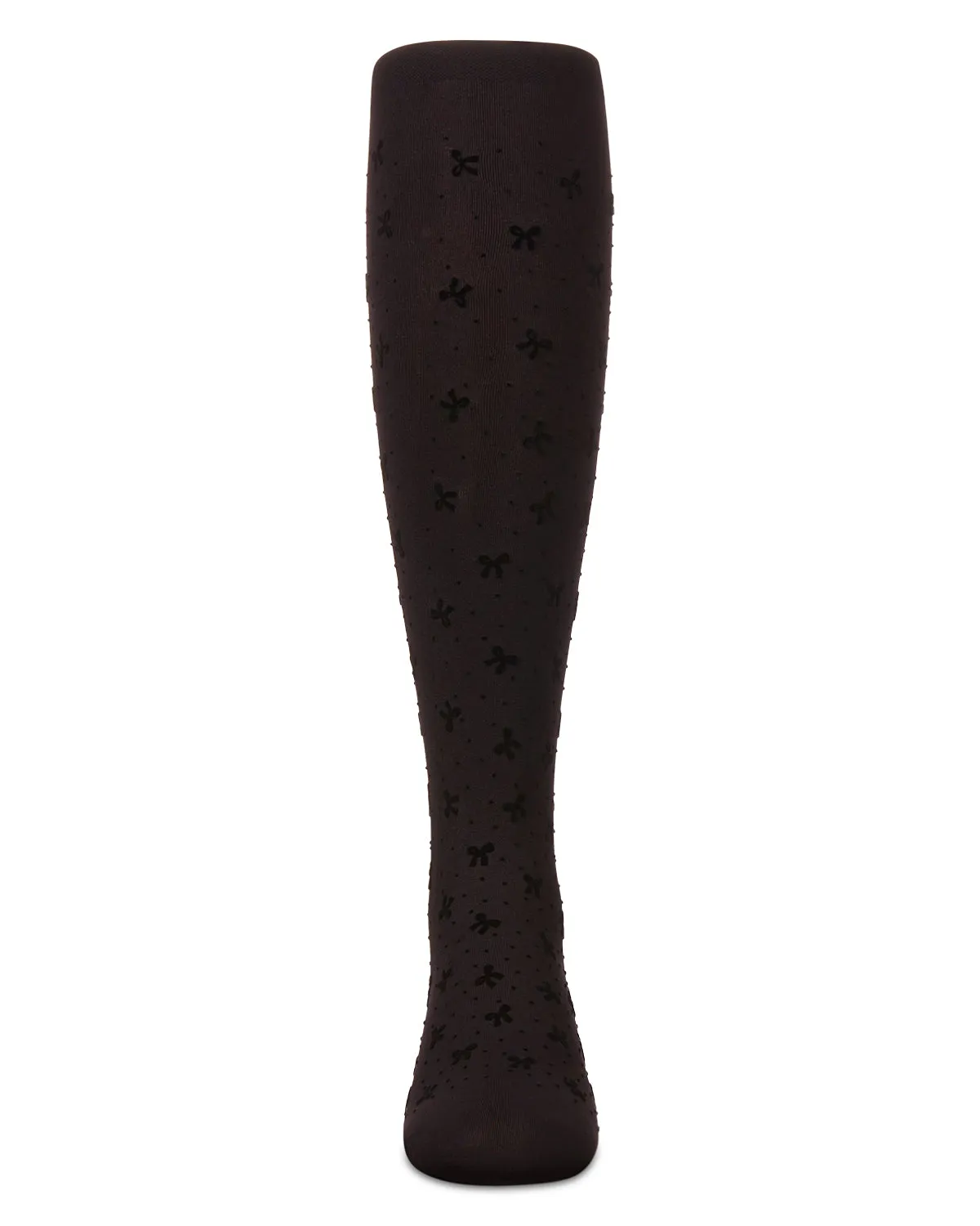 Girls' Mini Bow Flocked Opaque Tights