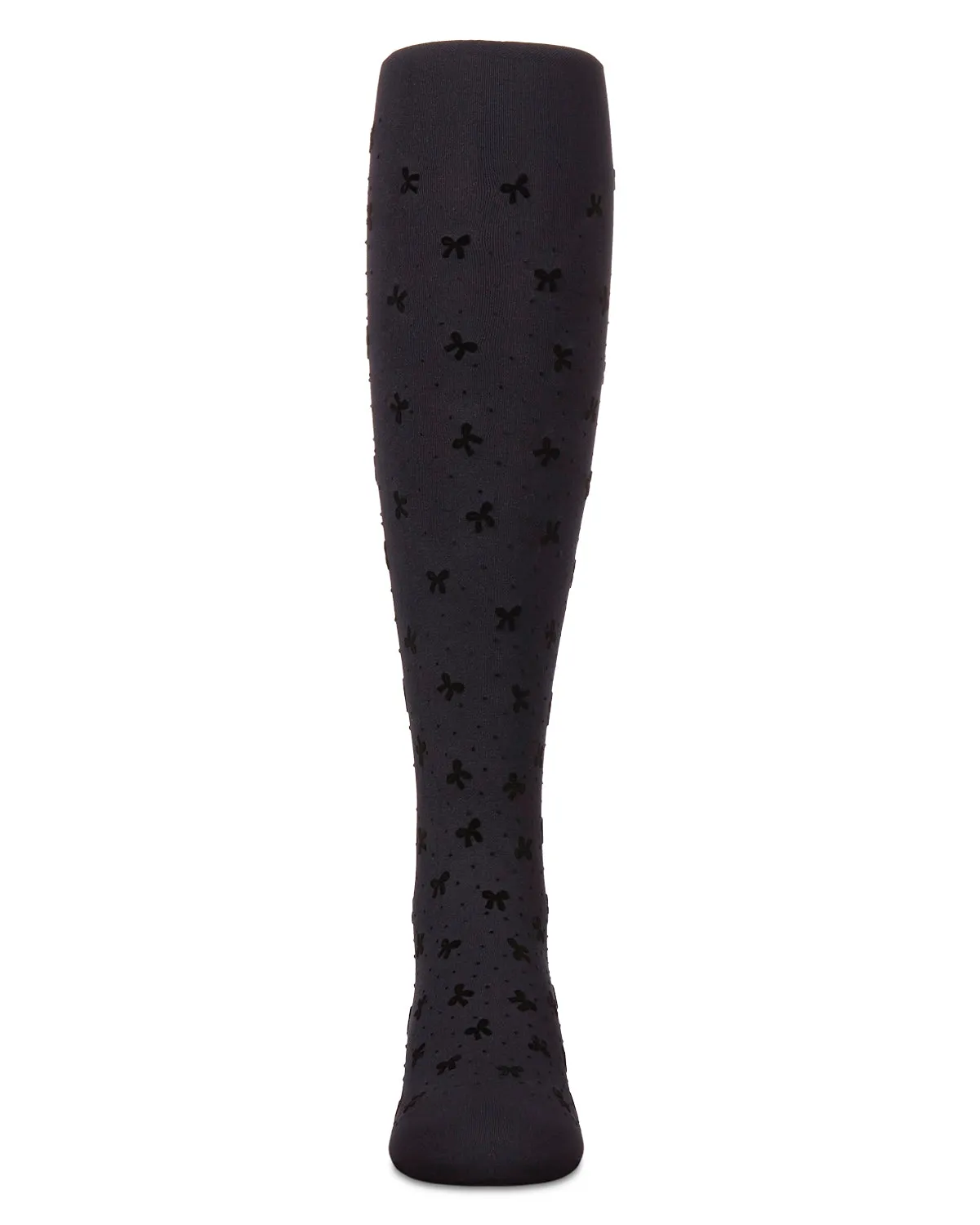 Girls' Mini Bow Flocked Opaque Tights