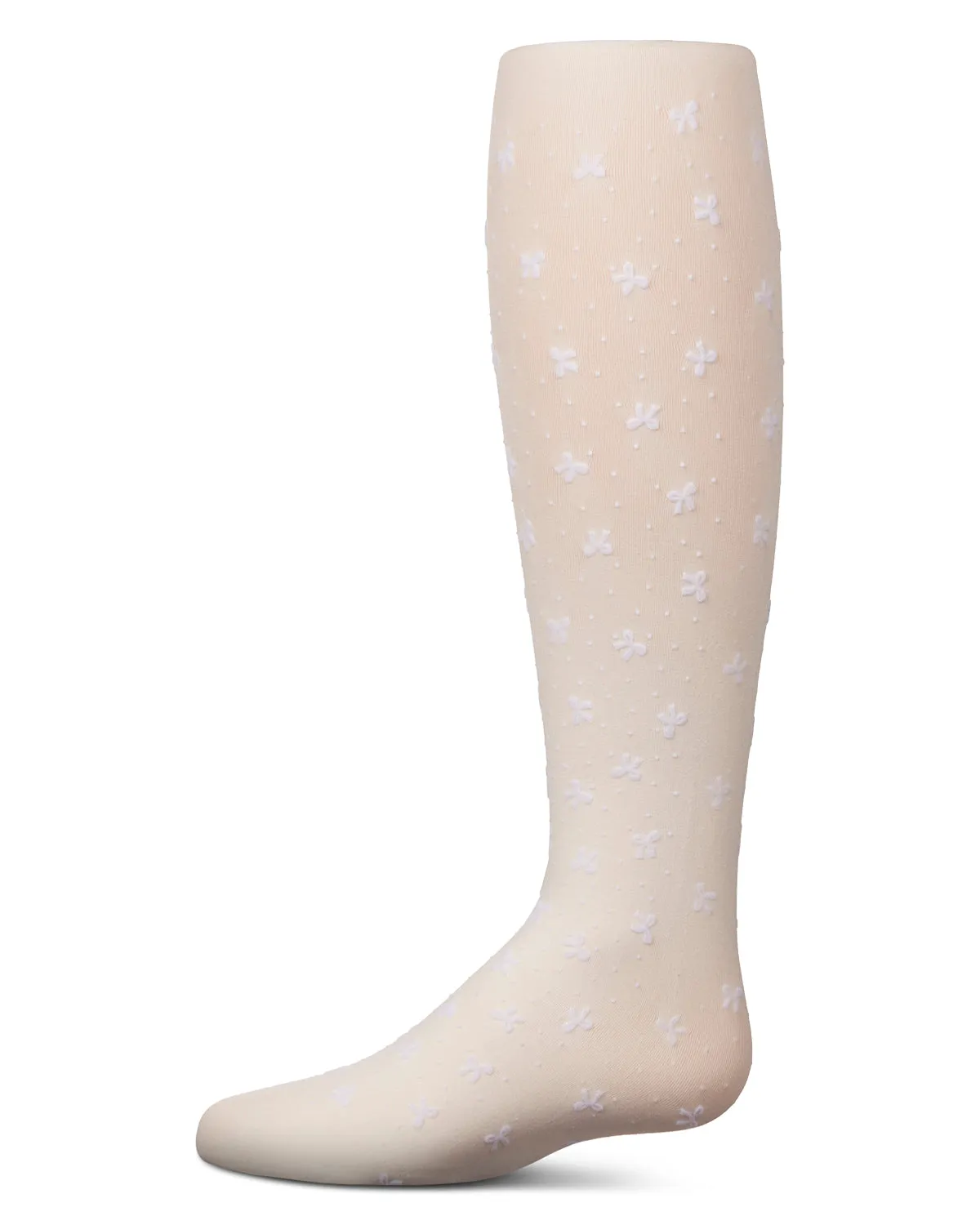 Girls' Mini Bow Flocked Opaque Tights