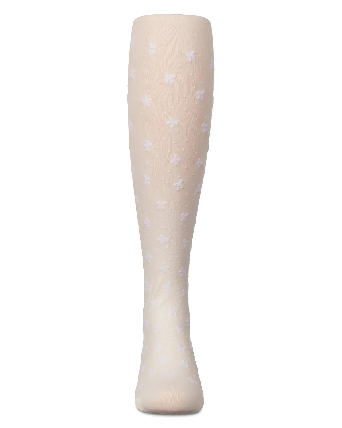Girls' Mini Bow Flocked Opaque Tights