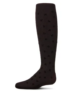 Girls' Mini Bow Flocked Opaque Tights