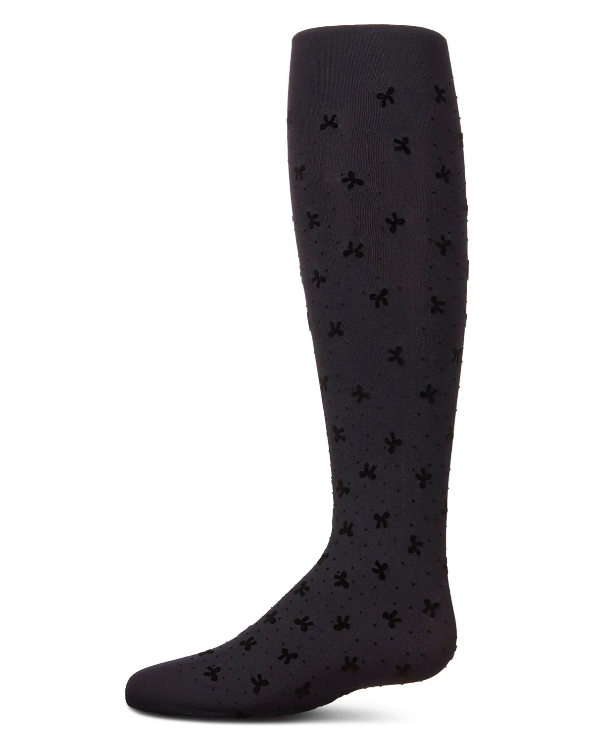 Girls' Mini Bow Flocked Opaque Tights