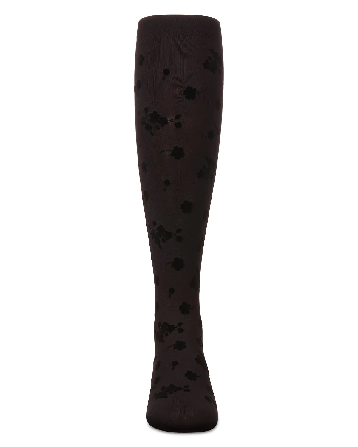 Girls Opaque Floral Flocked Tights