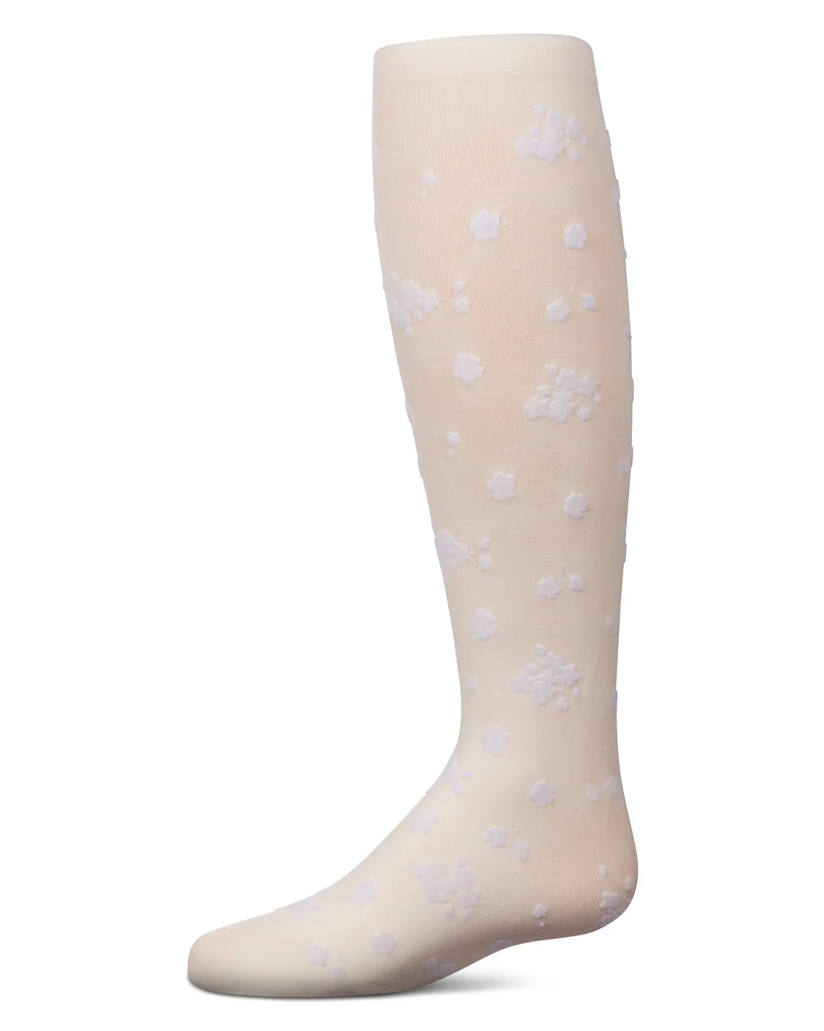Girls Opaque Floral Flocked Tights