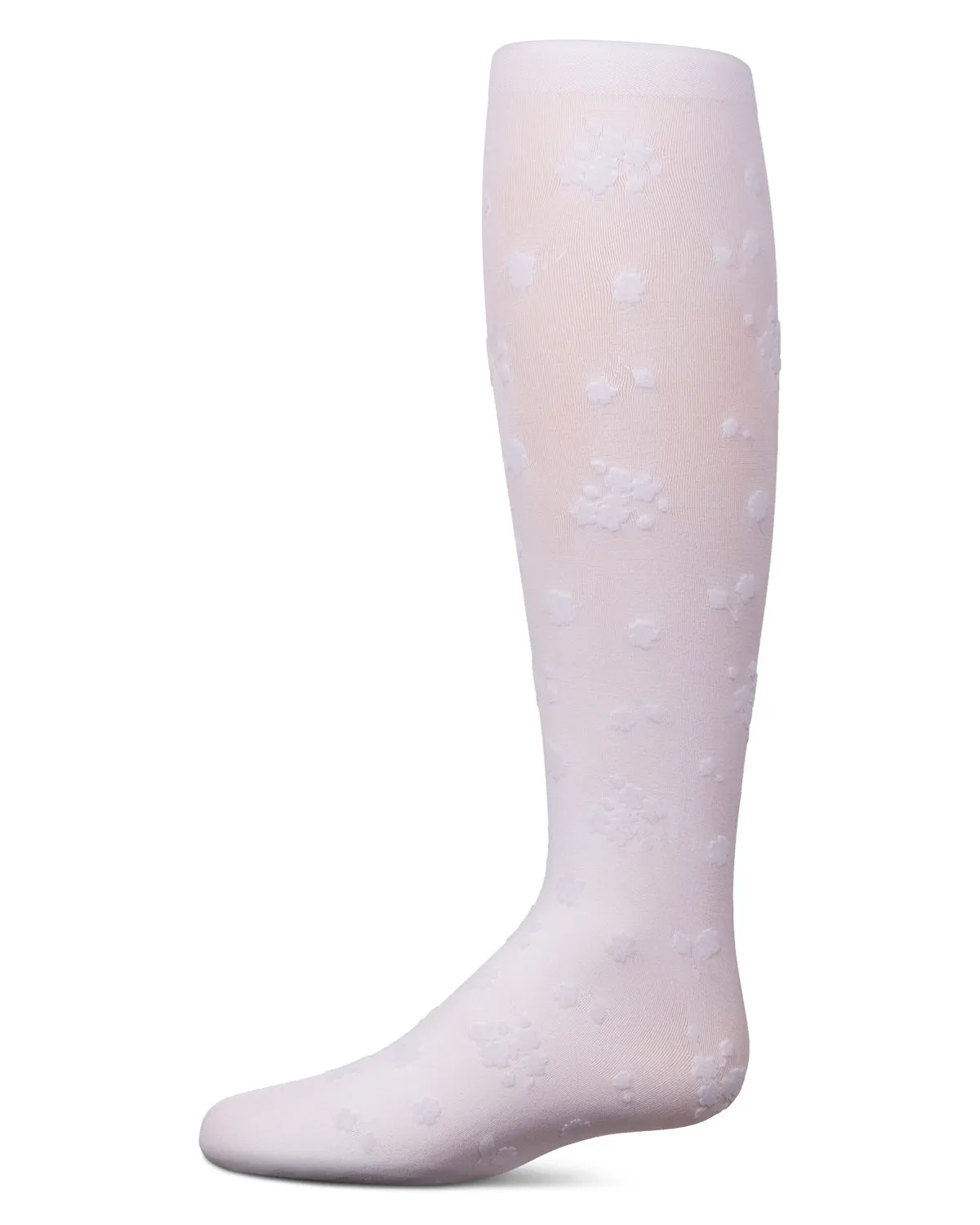 Girls Opaque Floral Flocked Tights