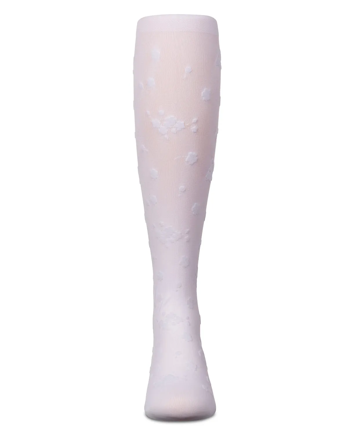 Girls Opaque Floral Flocked Tights