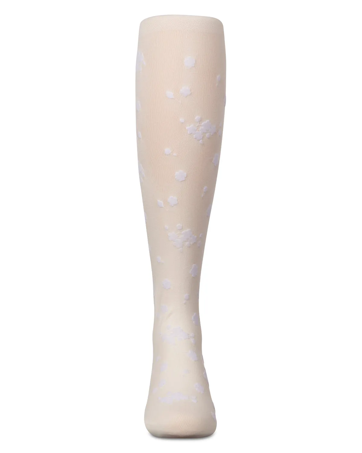 Girls Opaque Floral Flocked Tights