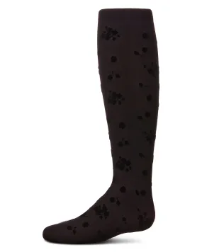 Girls Opaque Floral Flocked Tights