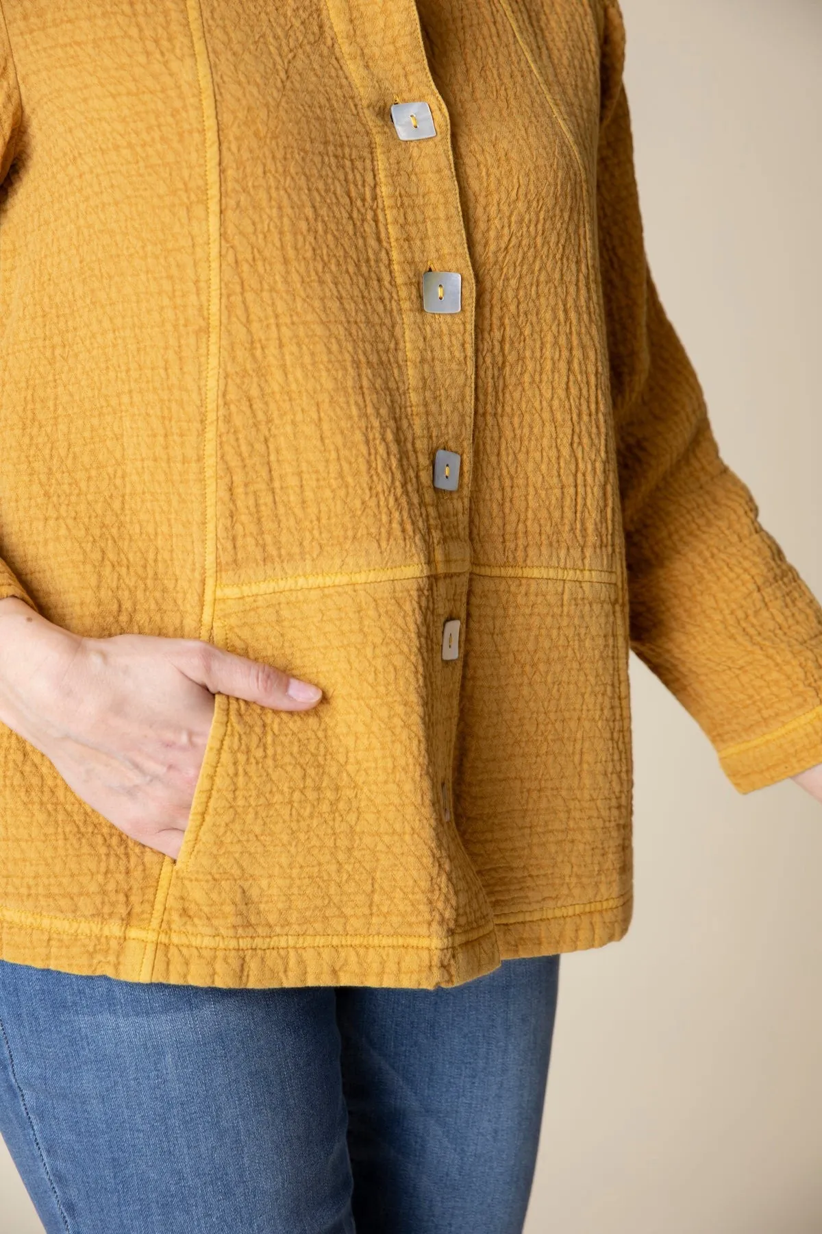 Jacquard Seamed Pocket Jacket - Honey