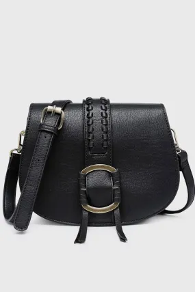Jen & Co Georgie Buckle Saddle Bag Crossbody- Black