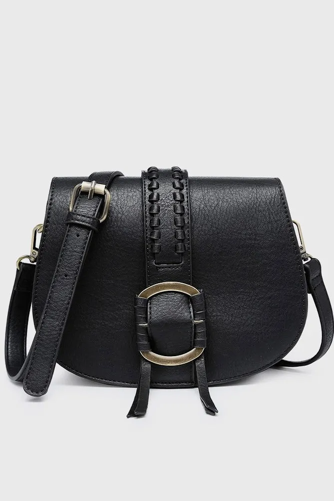 Jen & Co Georgie Buckle Saddle Bag Crossbody- Black