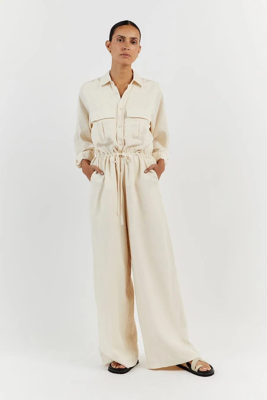 LARS CREAM TENCEL JUMPSUIT