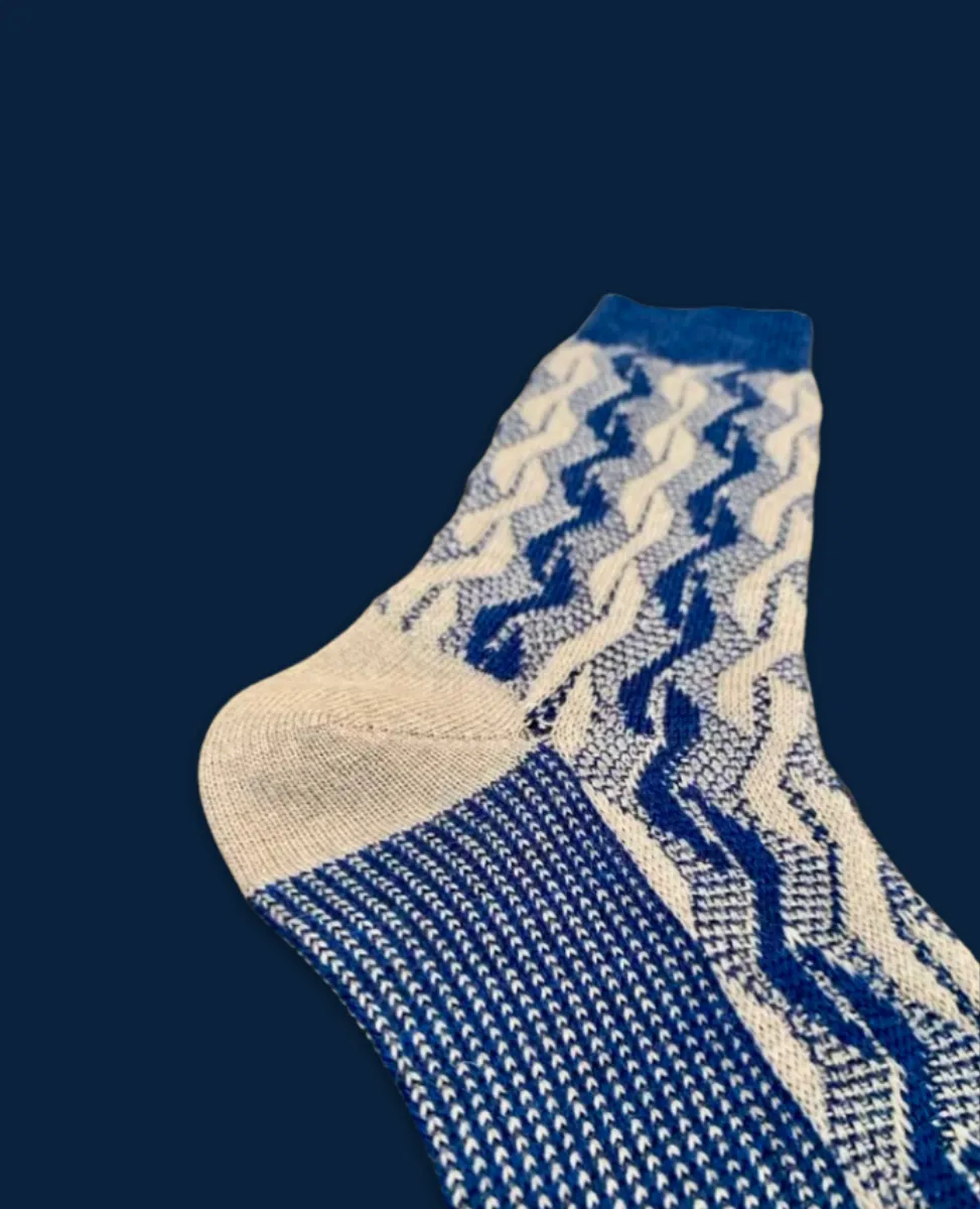 Maria La Rosa Blue Wool Textured Socks