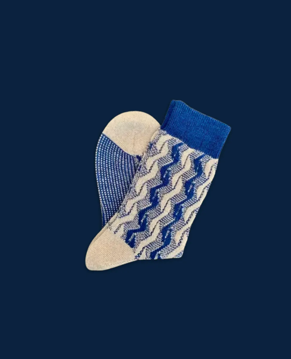 Maria La Rosa Blue Wool Textured Socks