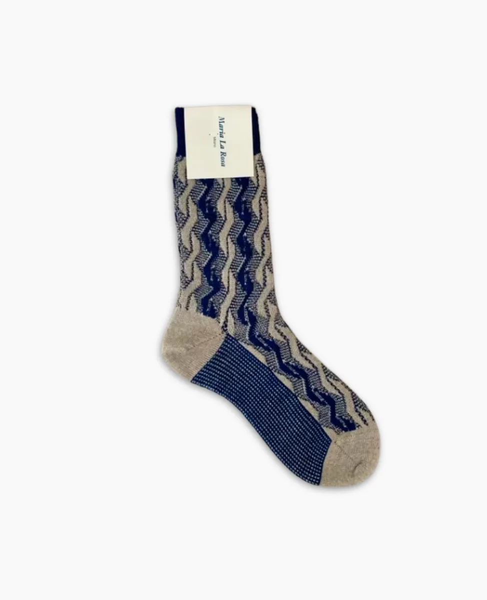Maria La Rosa Blue Wool Textured Socks