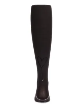 Memoi Sweet Heart Flocked Opaque Tights Black