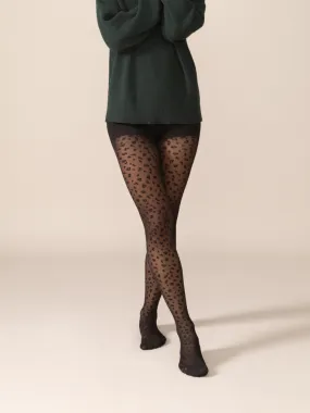 Mini Leopard Smoothing Waistband Tights in Black