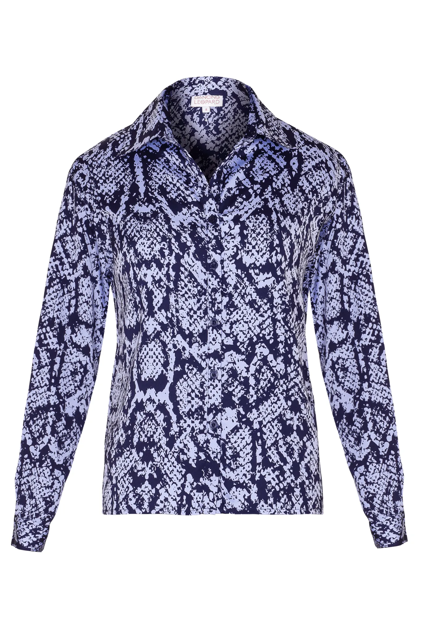 Nevada Satin Shirt In Blue On Black Snake