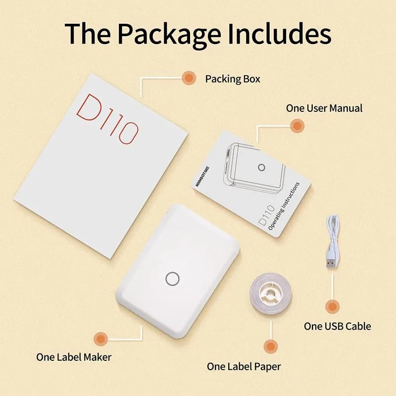 Niimbot D110 Label Printer Mini Sticker Paper Roll Transparents Wireless Bluetooth Phone Printer Label Price Tag Printing Label
