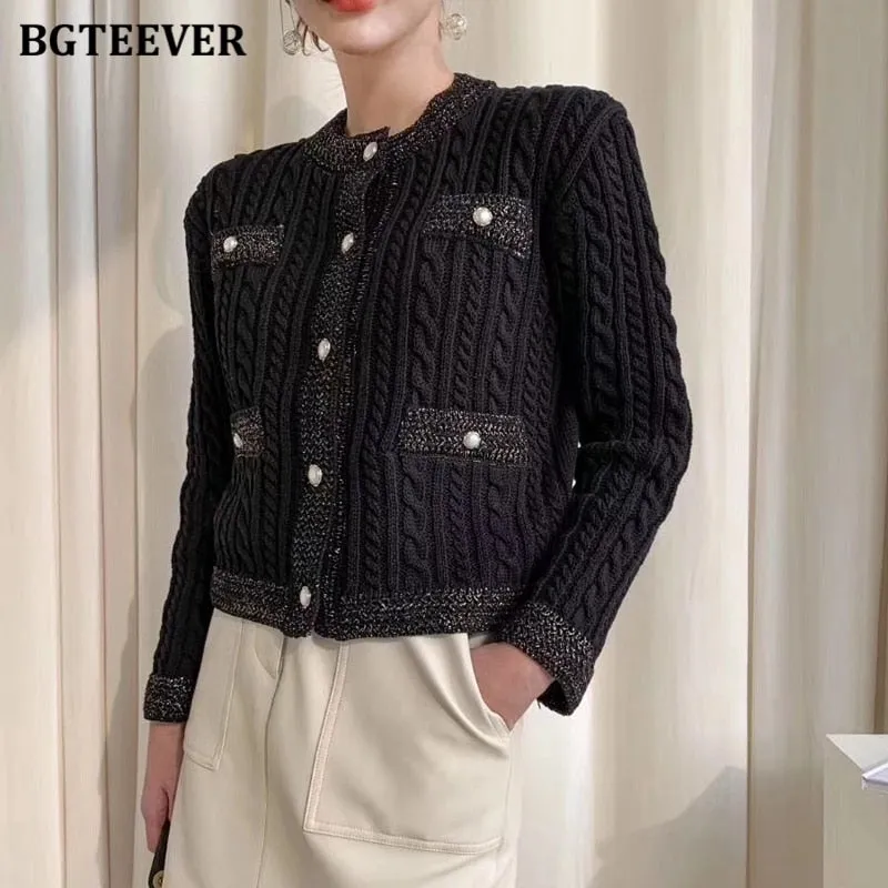 o-neck Knitted Cardigans