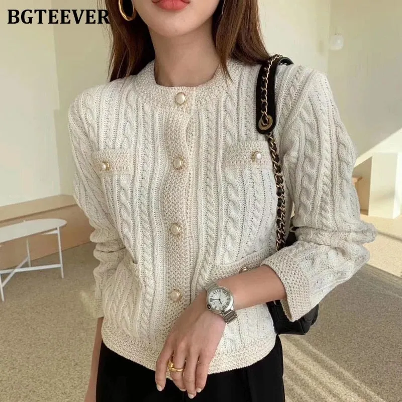 o-neck Knitted Cardigans