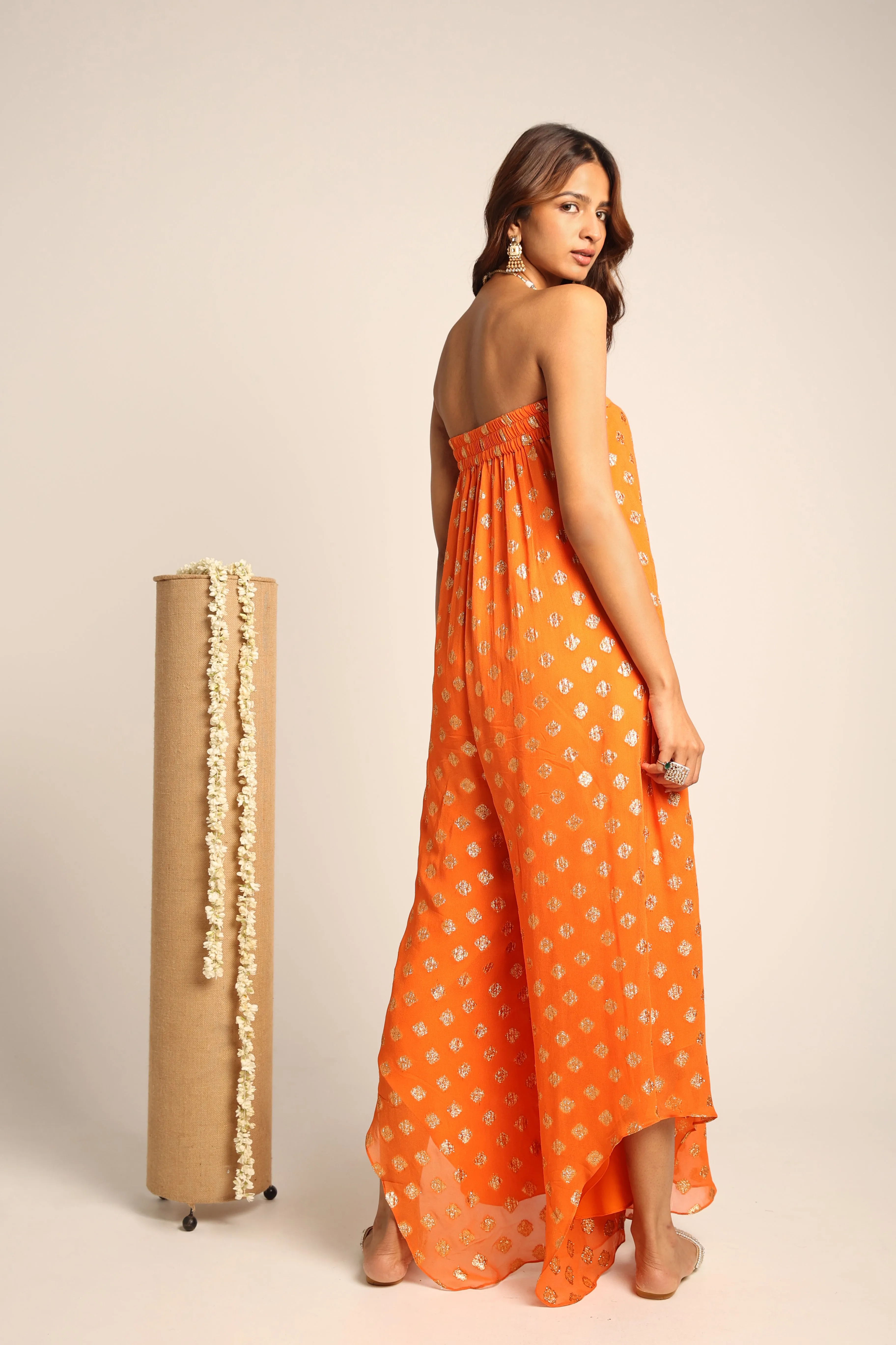 Orange Embroidered Jumpsuit