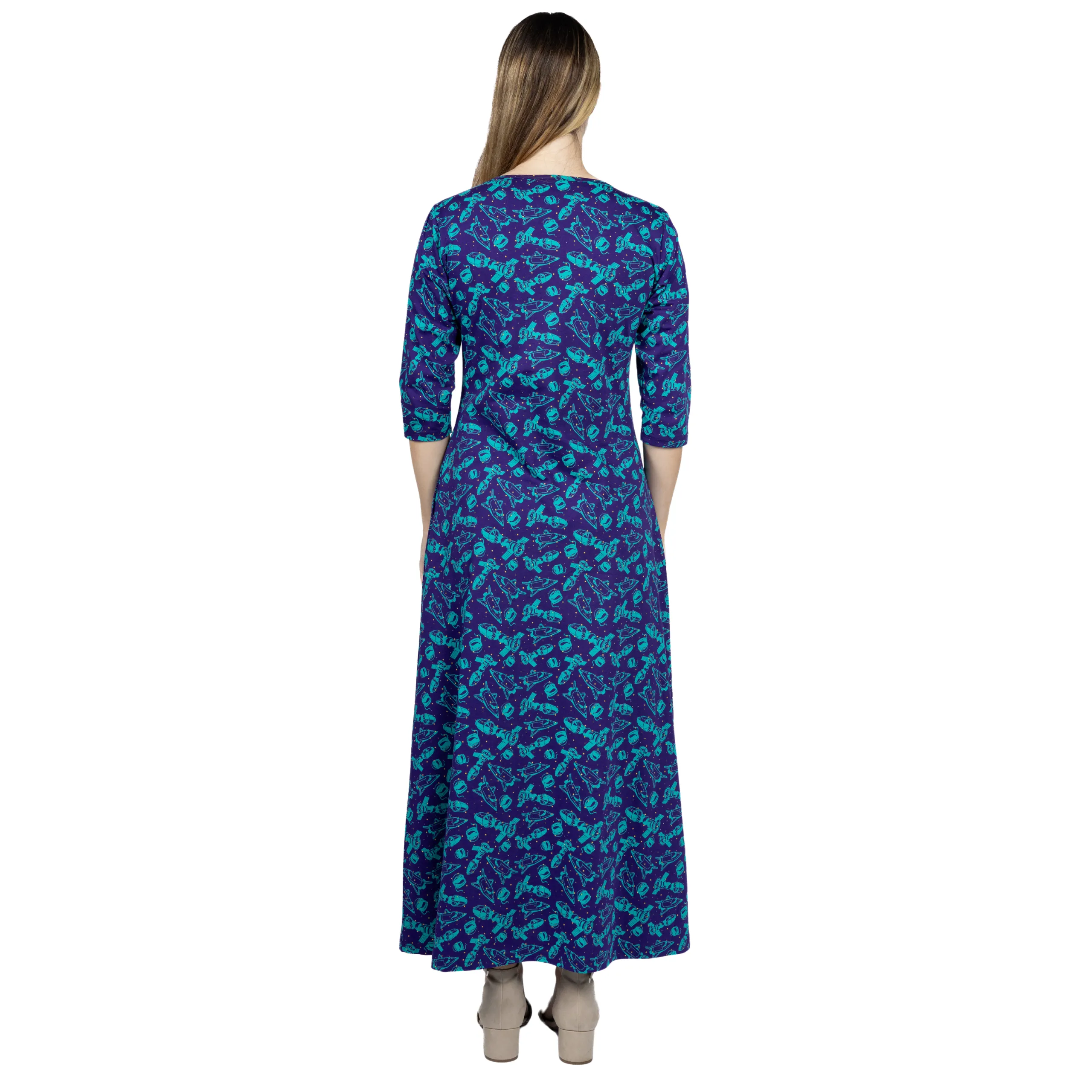 Outer Space 3/4th Sleeve Maxi Dress
