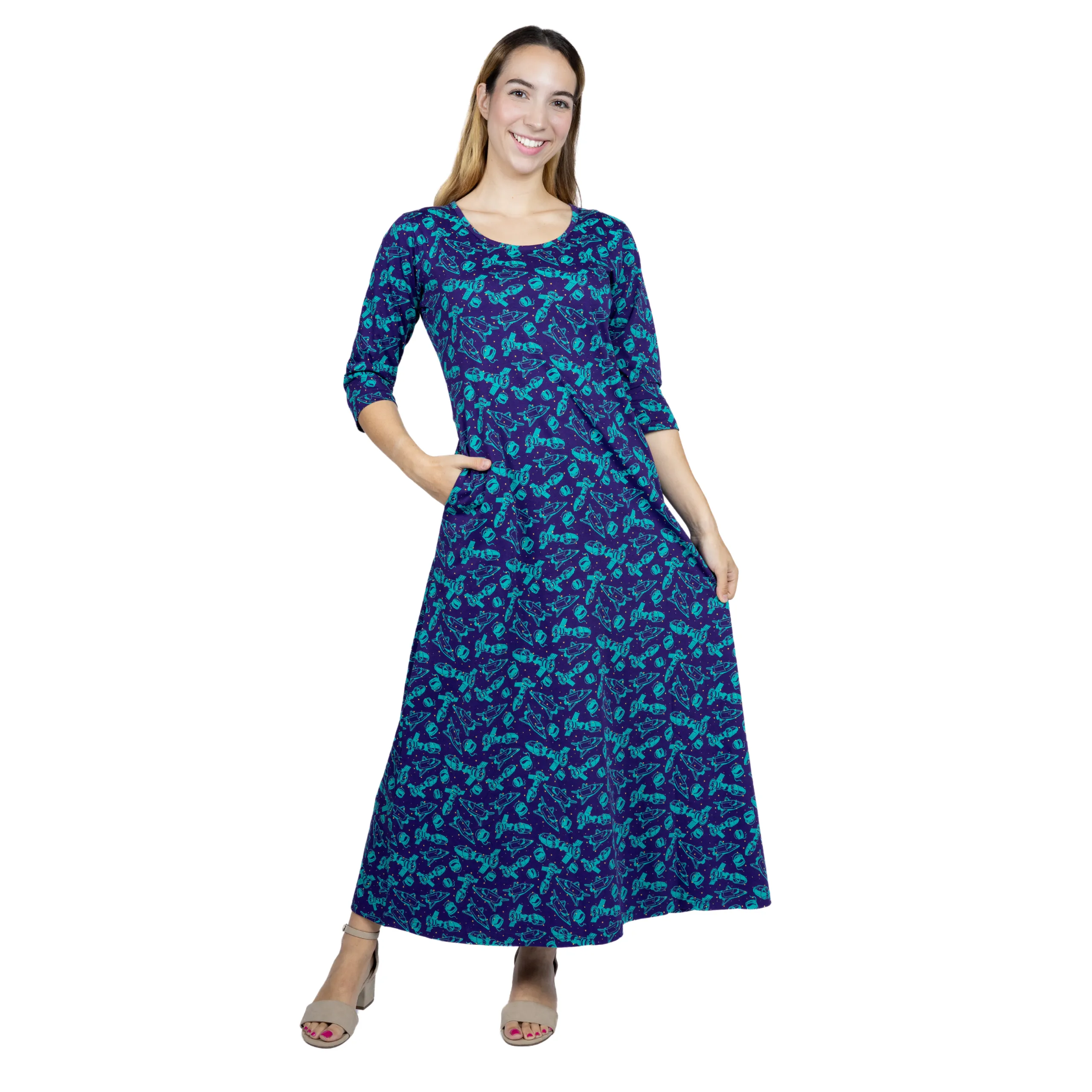 Outer Space 3/4th Sleeve Maxi Dress