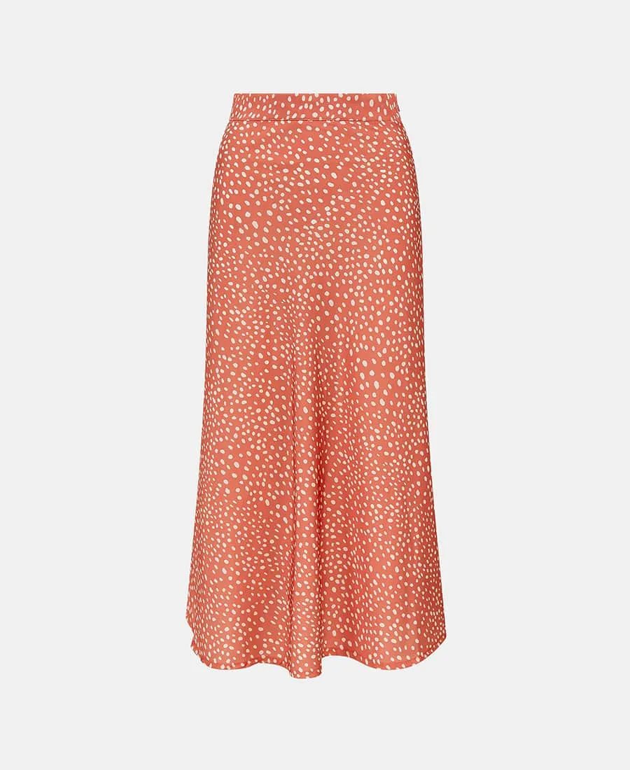 Pink Animal Satin Midi Skirt