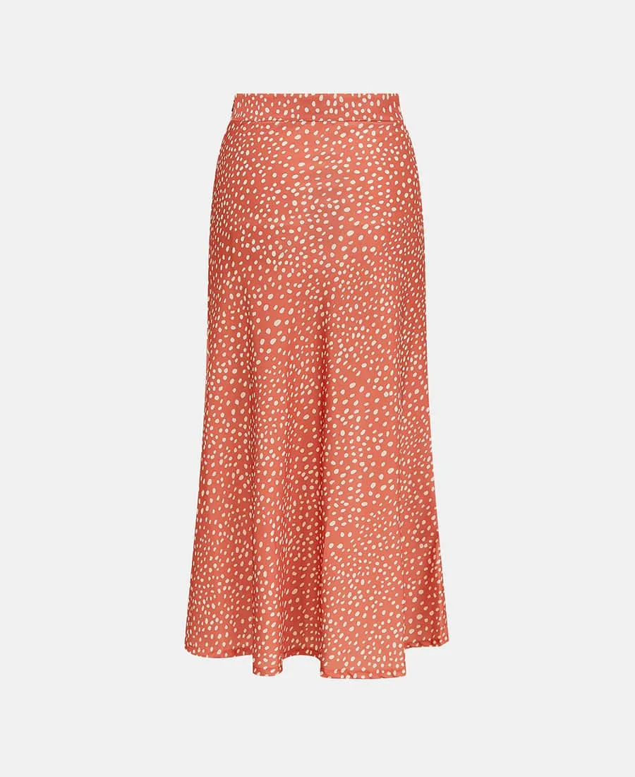 Pink Animal Satin Midi Skirt