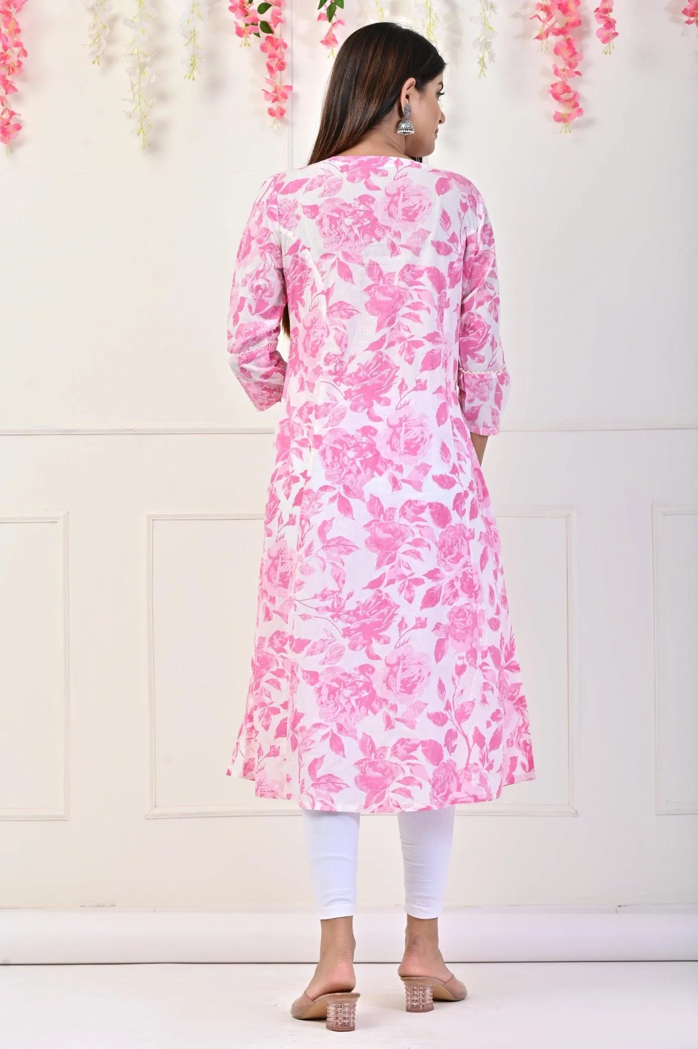 Pink Flower Printed Kurtis