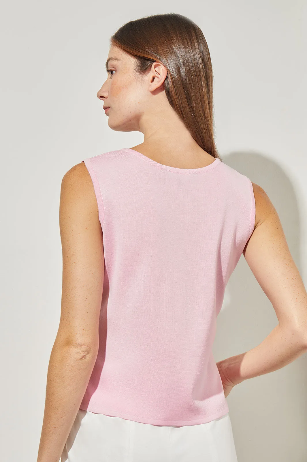 Plus Size Scoop Neck Knit Tank, Perfect Pink