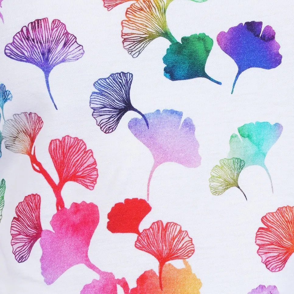 Rainbow Ginkgo Leaves Skater Dress