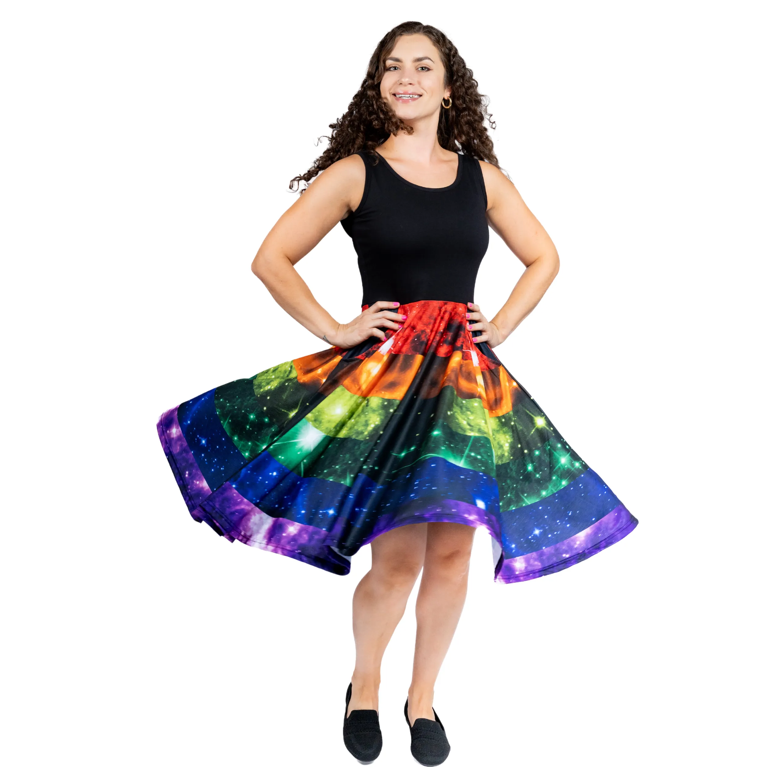 Rainbow Nebula Sleeveless Full Twirl Dress