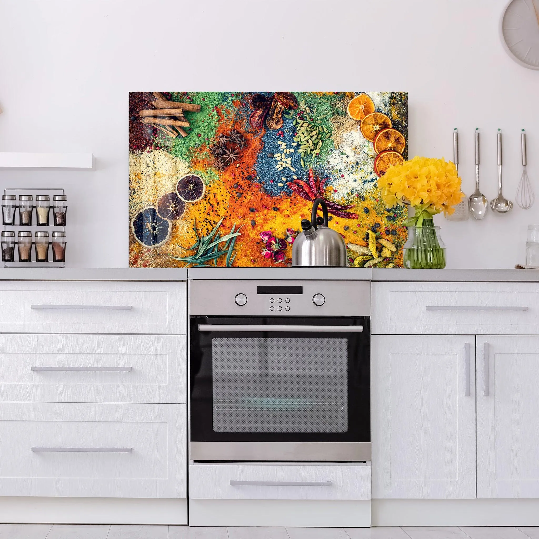 Rainbow Spices | Glass Printed Backsplash for your Kitchen