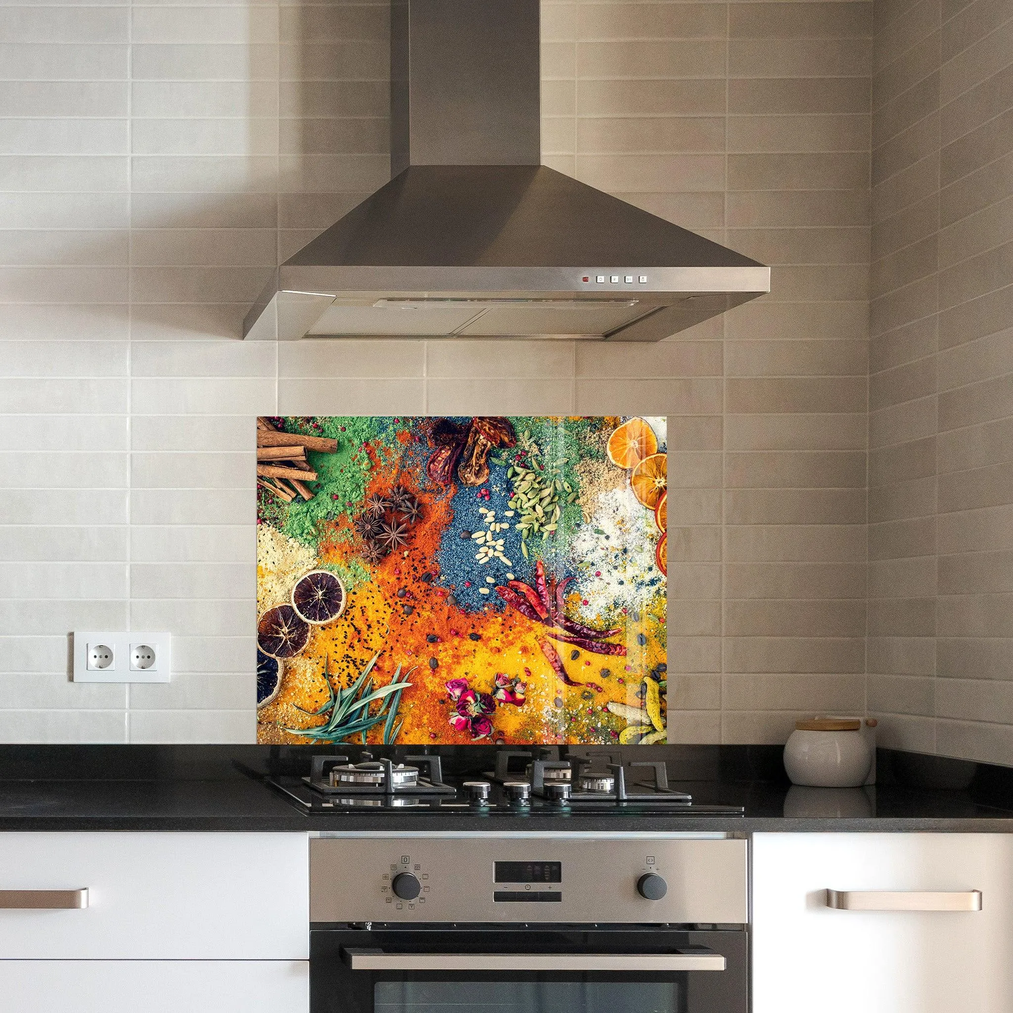 Rainbow Spices | Glass Printed Backsplash for your Kitchen