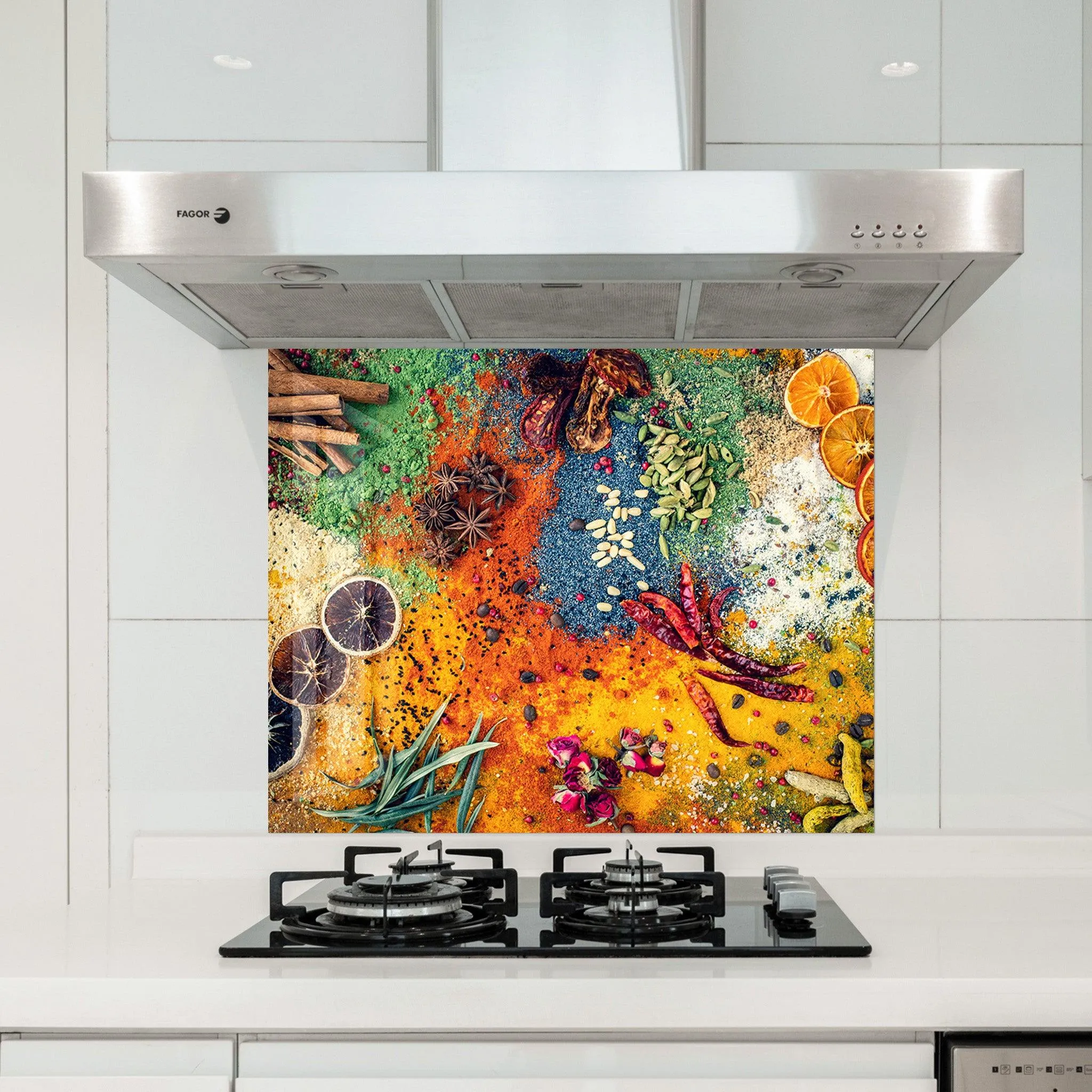 Rainbow Spices | Glass Printed Backsplash for your Kitchen