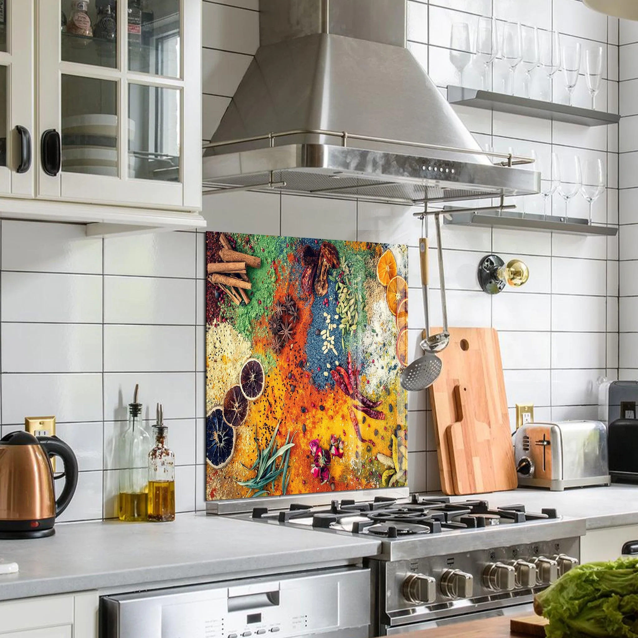 Rainbow Spices | Glass Printed Backsplash for your Kitchen