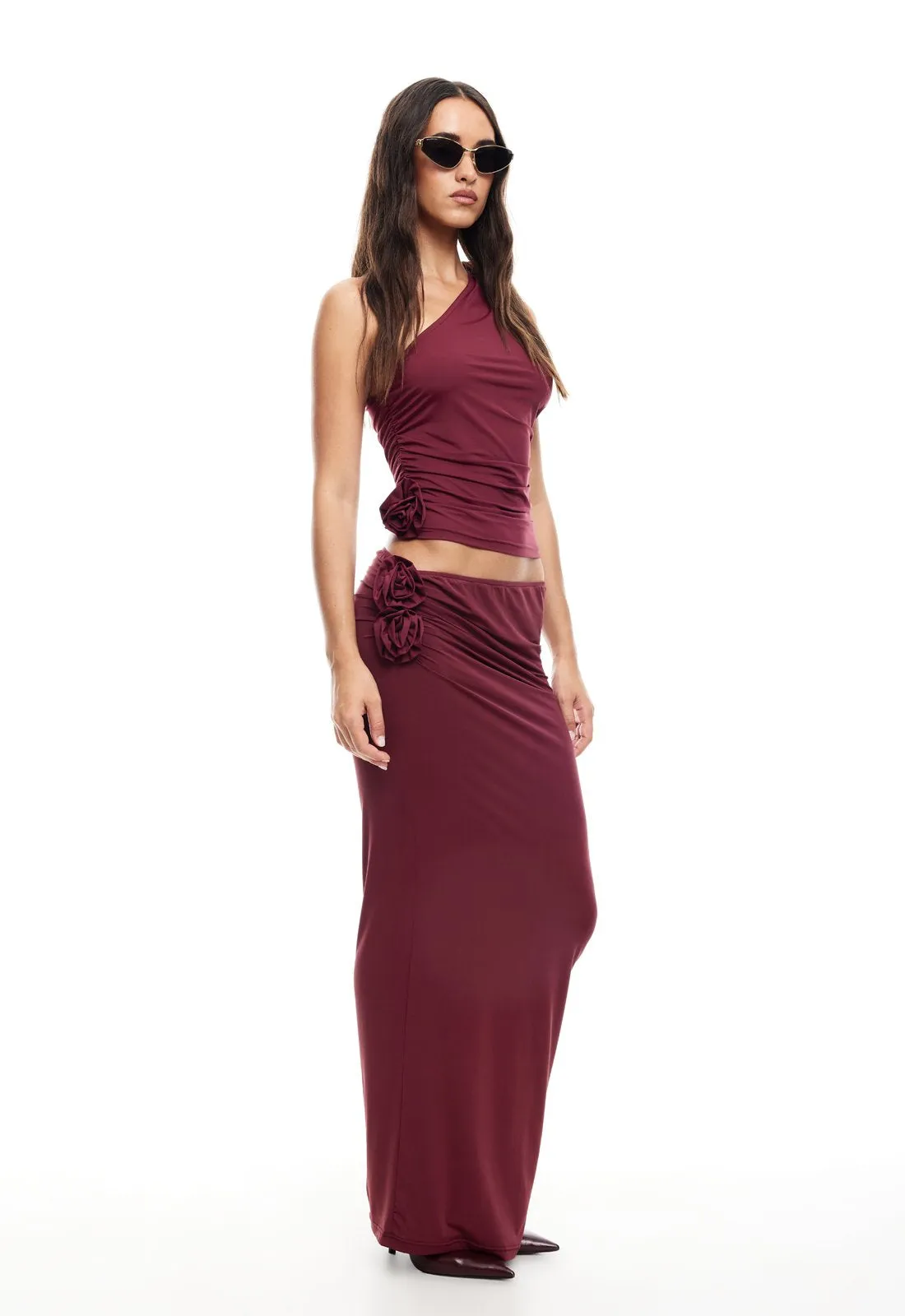 RENDEZVOUS ONE SHOULDER TOP - GARNET