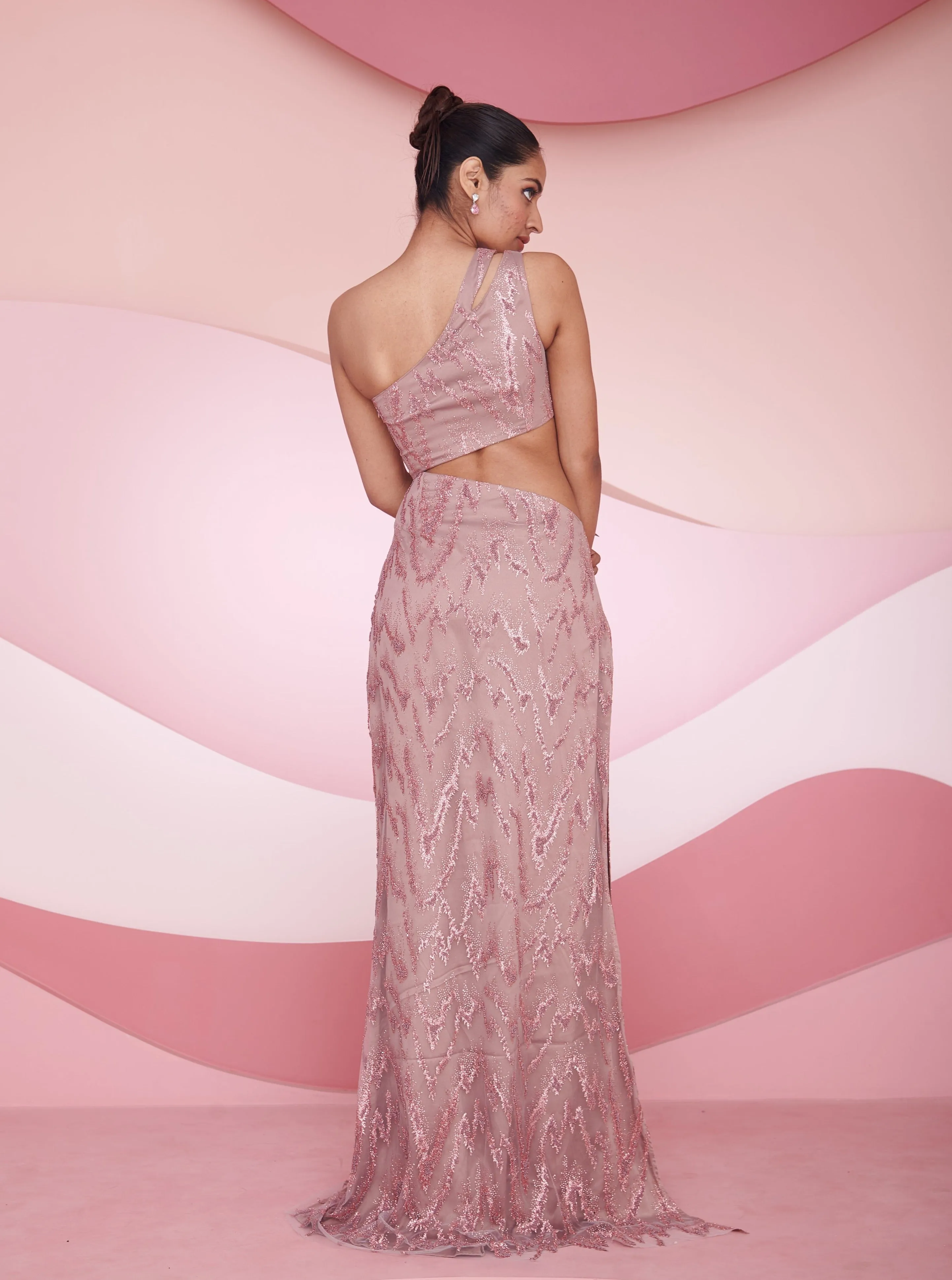 Rosalba Mauve One shoulder Embellished Gown