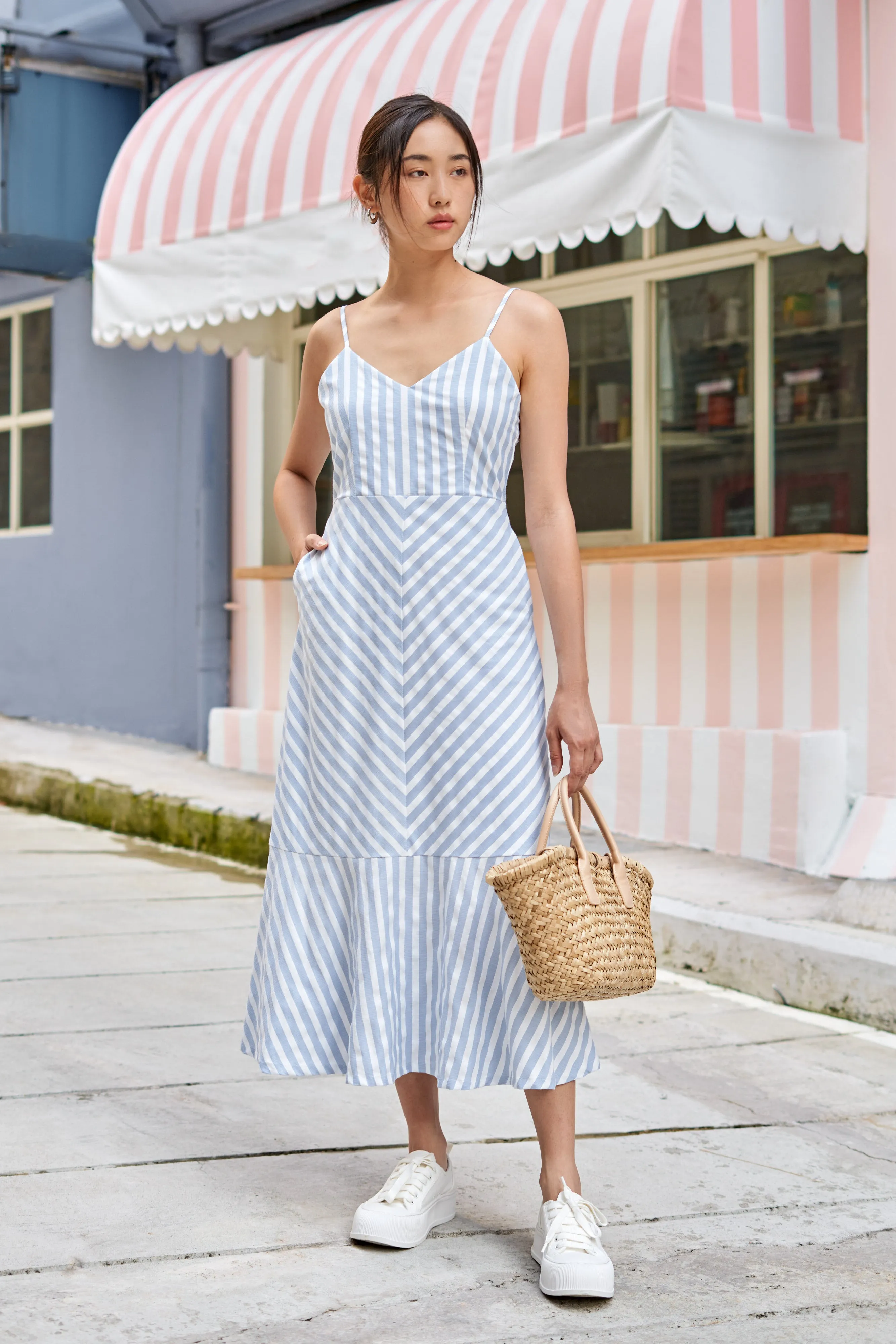 Shauna Striped Midi Dress