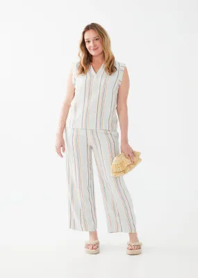 Sleeveless Linen Blend Striped Top