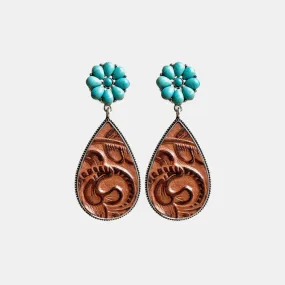 Turquoise Flower Teardrop Earrings