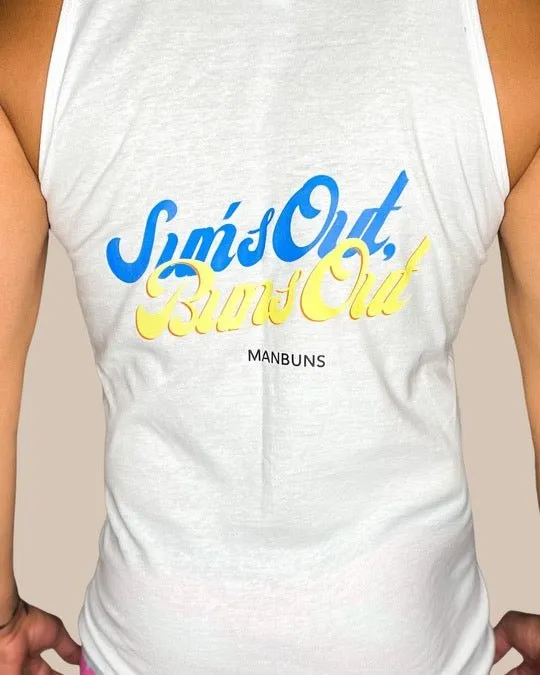 Unisex White Sun's Out Buns Out Summer Tank Top