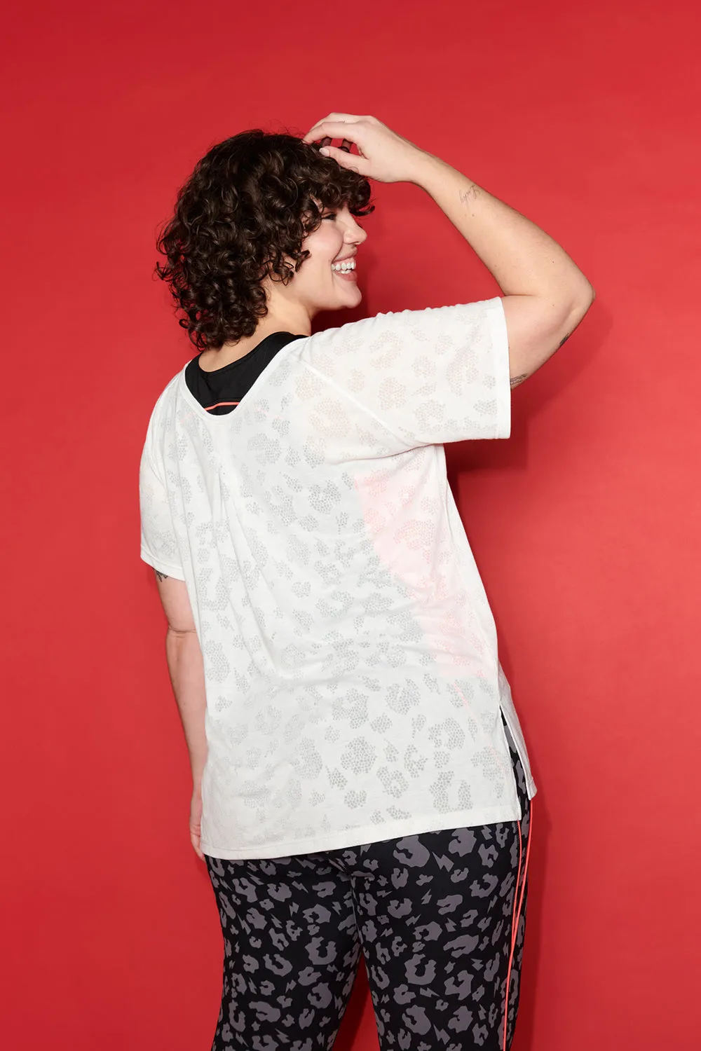 White Leopard Burn Out Slouchy T-Shirt